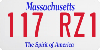 MA license plate 117RZ1