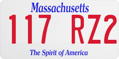 MA license plate 117RZ2