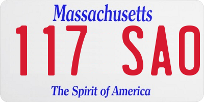 MA license plate 117SA0