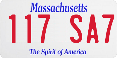 MA license plate 117SA7