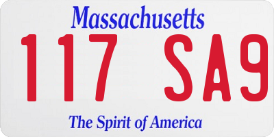 MA license plate 117SA9