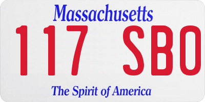 MA license plate 117SB0
