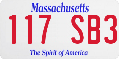 MA license plate 117SB3