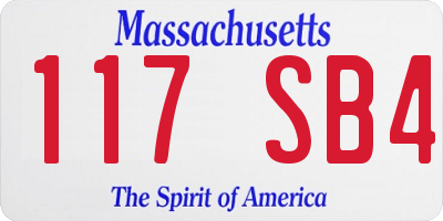 MA license plate 117SB4