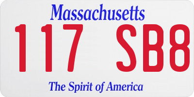 MA license plate 117SB8