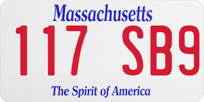 MA license plate 117SB9