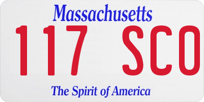 MA license plate 117SC0