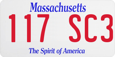 MA license plate 117SC3