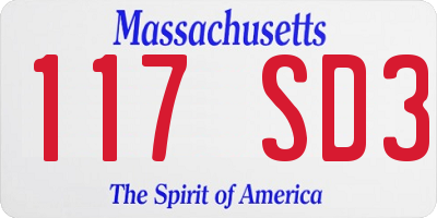 MA license plate 117SD3