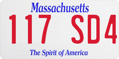 MA license plate 117SD4