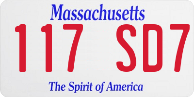 MA license plate 117SD7