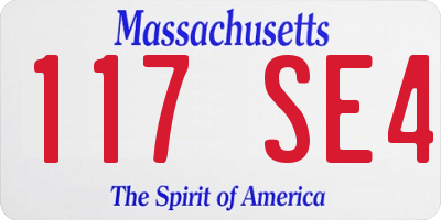 MA license plate 117SE4