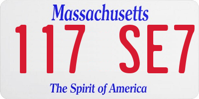 MA license plate 117SE7