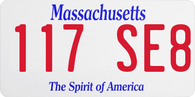 MA license plate 117SE8