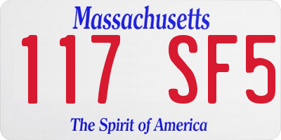 MA license plate 117SF5