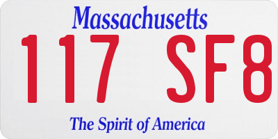 MA license plate 117SF8