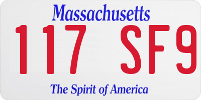 MA license plate 117SF9
