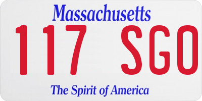 MA license plate 117SG0