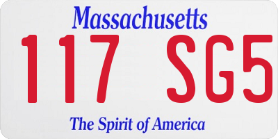 MA license plate 117SG5