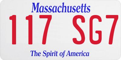 MA license plate 117SG7