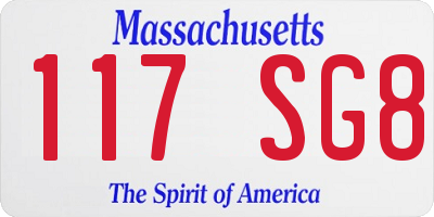 MA license plate 117SG8