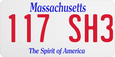 MA license plate 117SH3