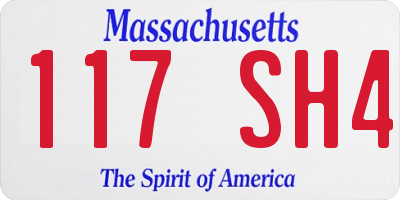 MA license plate 117SH4