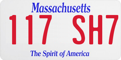 MA license plate 117SH7