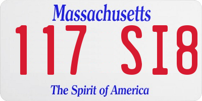 MA license plate 117SI8