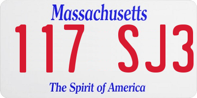 MA license plate 117SJ3