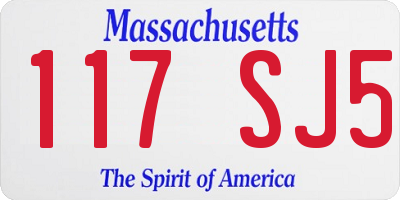 MA license plate 117SJ5