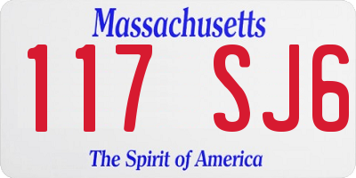 MA license plate 117SJ6