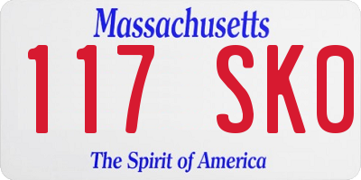 MA license plate 117SK0