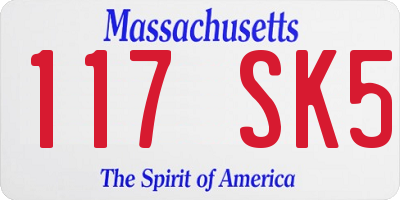 MA license plate 117SK5