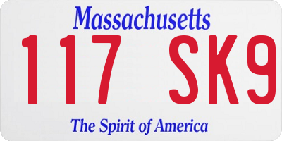 MA license plate 117SK9