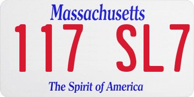 MA license plate 117SL7