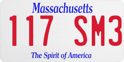 MA license plate 117SM3