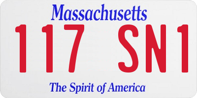 MA license plate 117SN1
