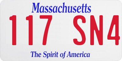 MA license plate 117SN4