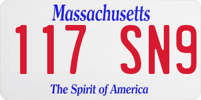 MA license plate 117SN9