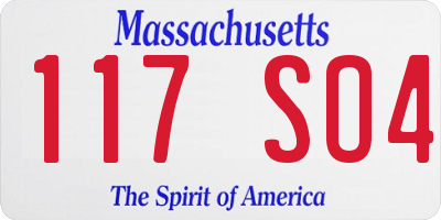 MA license plate 117SO4