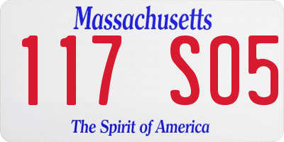 MA license plate 117SO5