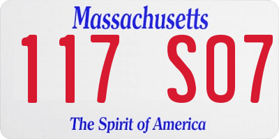 MA license plate 117SO7