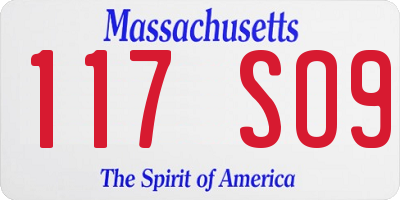 MA license plate 117SO9