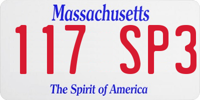 MA license plate 117SP3