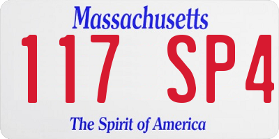 MA license plate 117SP4