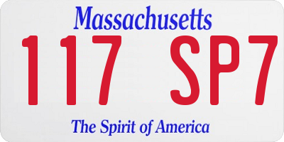 MA license plate 117SP7