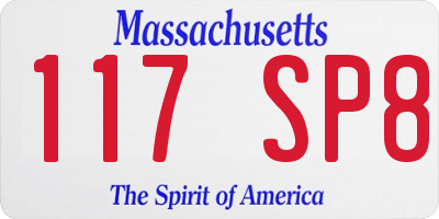 MA license plate 117SP8