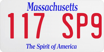 MA license plate 117SP9