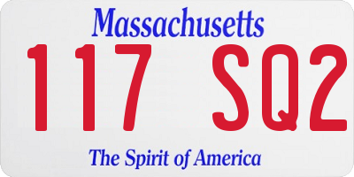 MA license plate 117SQ2